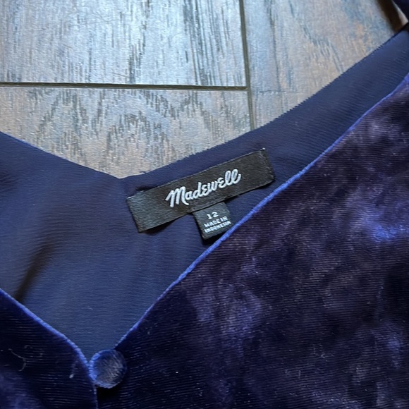 Madewell Blue Velvet Button Down Tank - Picture 4 of 9